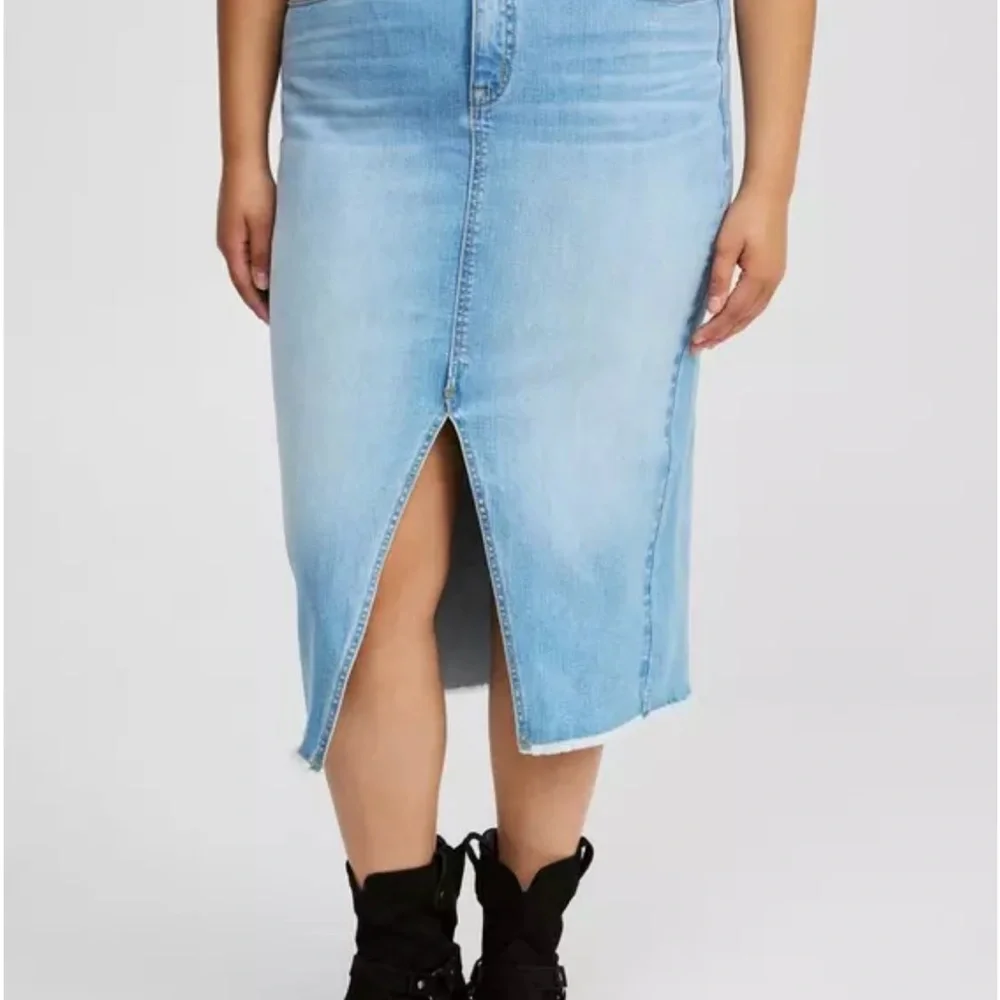 Torrid Midi Denim Front Slit Skirt